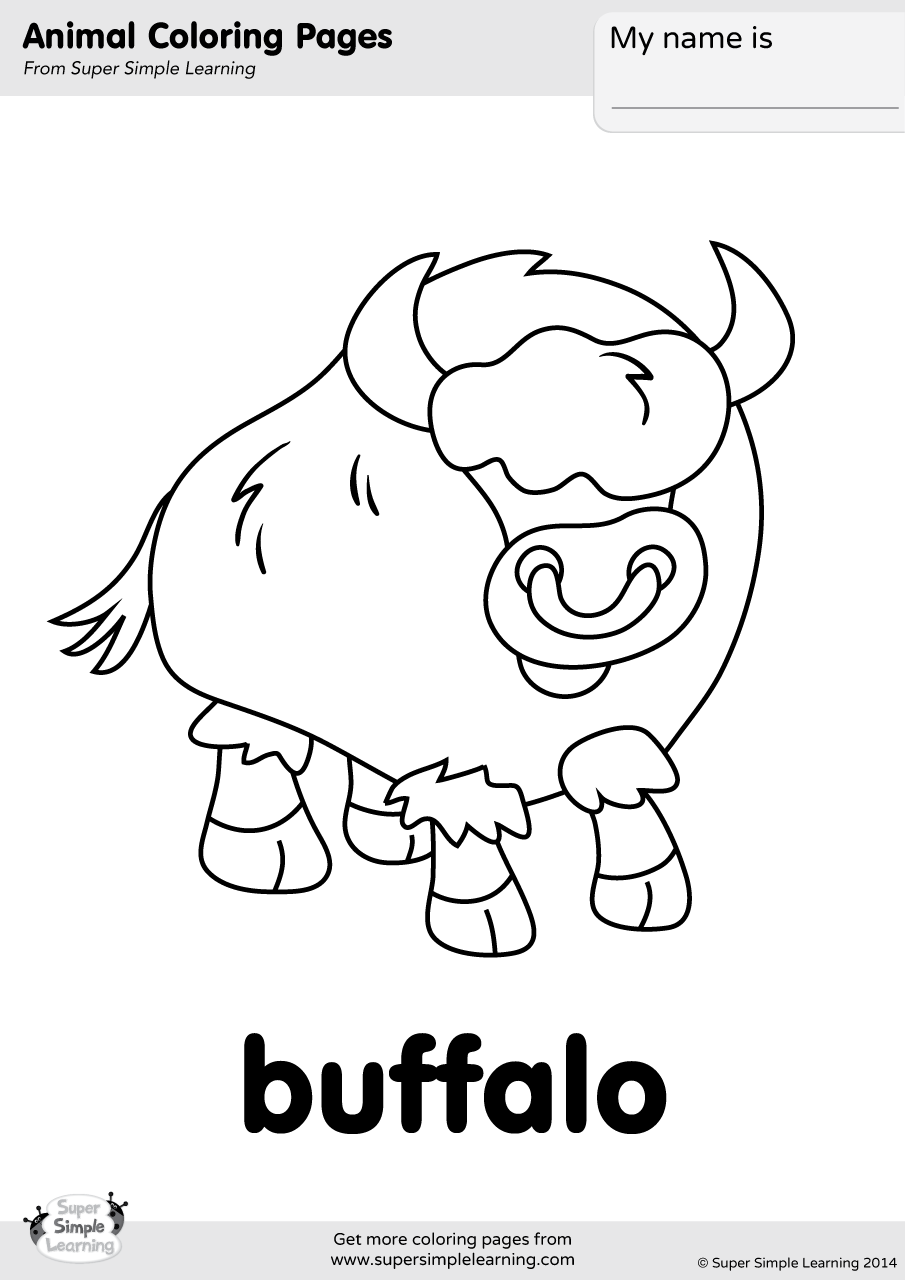 Buffalo Coloring Page Super Simple