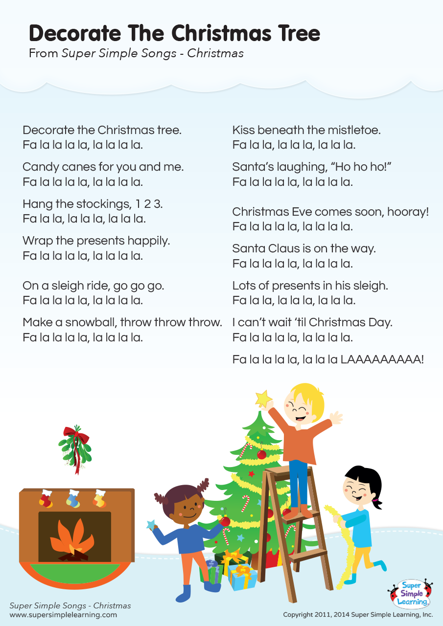 Decorate The Christmas Tree Lyrics Poster | Super Simple