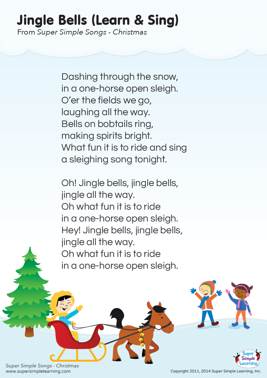 Jingle Bells (Learn & Sing) Lyrics Poster | Super Simple
